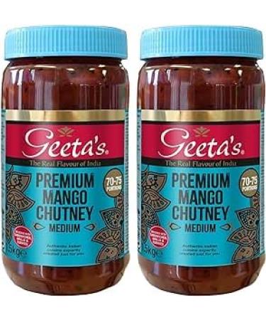 Geeta's Premium Mango Chutney Medium 1.5kg (Pack of 2) | Authentic Indian Chutney with Exquisite Mango Flavor | No Artificial Colours or Flavours | No Preservatives