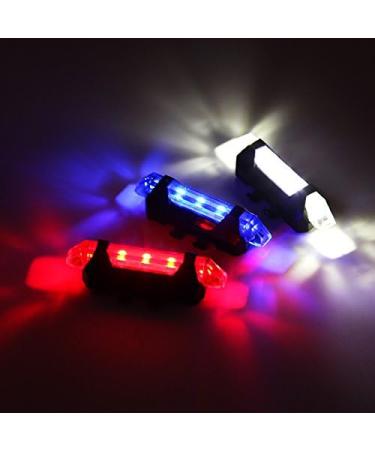 Outair USB Rechargeable Bike Light Set - Front and Rear Bicycle Lights with 5 LEDs, 4 Modes, Cycling Safety Warning Lamp - White, Red, Blue - Buy Online on SooperMarket.com