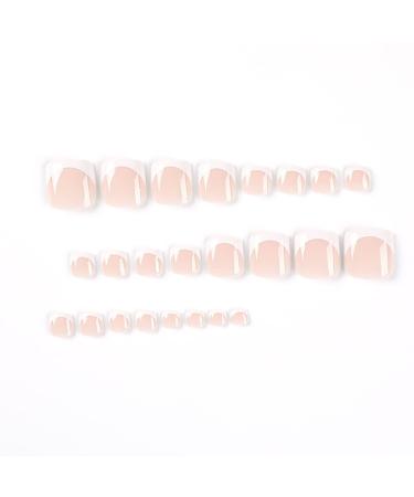 French White Square Short Full Cover Fake Toe Nails 24PCS - Toe Nails with Glue Sticker and File - False Gel Toe Nails Tips for Women, Teens, Girls - Buy Online on SooperMarket.com
