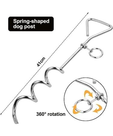 10ft Dog Tie Out Cable with 15" Spiral Ground Stake Spike for Small to Medium Dogs Up to 60 lbs for Playing Camping Outdoor Yard and Backyard in Ground (White) - Buy Online on SooperMarket.com