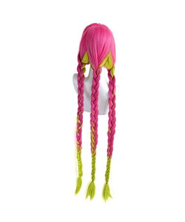Demon Slayer Kanroji Mitsuri Cosplay Wig - Long Braids Heat-Resistant Synthetic Hair + Wig Cap - International Shipping Available - Buy Online on SooperMarket.com