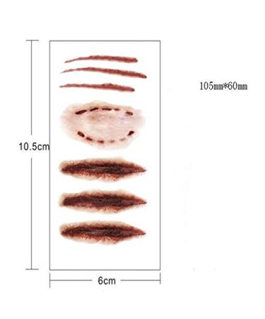 Halloween Zombie Scars Tattoos 10pcs Fake Scar Bloody Makeup Stickers for Costume Decoration - Buy Online on SooperMarket.com