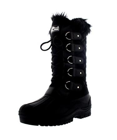 POLAR Womens Waterproof Tactical Mountain Walking Snow Knee Boots 7 Black