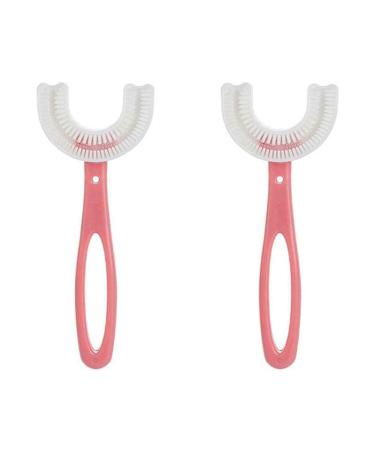 All Rounded Children U Shape Toothbrush Manual Training Tooth Brush for Kids 6-12 Years Portable Baby Silicone 360 Oral Cleaning Toothbrush (2Red 6 to 12 years old) 2red 6 to 12 years old