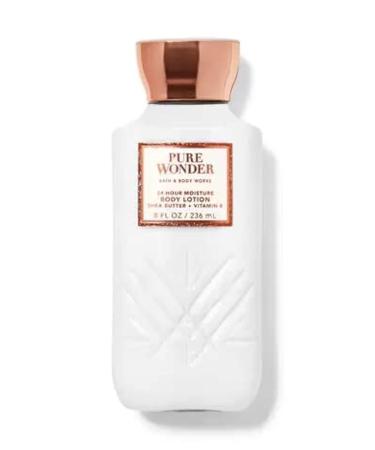 Bath and Body Works Pure Wonder 24 Hour Moisture Body Lotion 8 Ounce Decorative Faceted Bottle