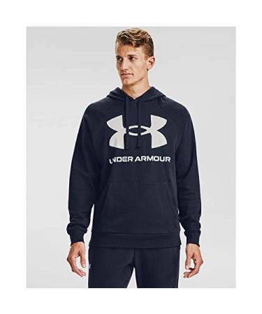 Under Armour Men's Rival Fleece Big Logo Hoodie Midnight Navy (410)/Onyx White Large