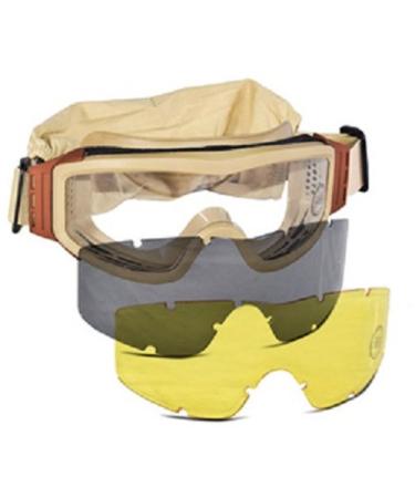 Lancer Tactical CA-203T Safety Airsoft Goggles w/Interchangeable Multi Lens Kit (Desert Tan), Includes Smoked, Clear, & Yellow Lens