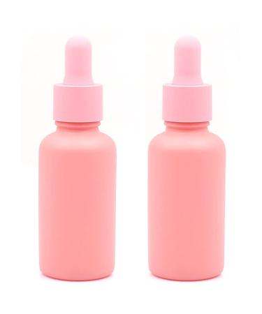 2 Pcs 30ml Pink Glass Dropper Bottles Empty Refillable Essential Oil Dropper Bottles Makeup Cosmetic Sample Storage Containers with Glass Dropper for Essential Oils Perfume Aromatherapy Liquid