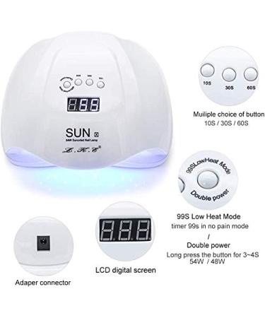 UV LED Nail Lamp - Gel Nail Polish Dryer with Auto Sensor and 4 Timer Settings - White - Buy Online on SooperMarket.com