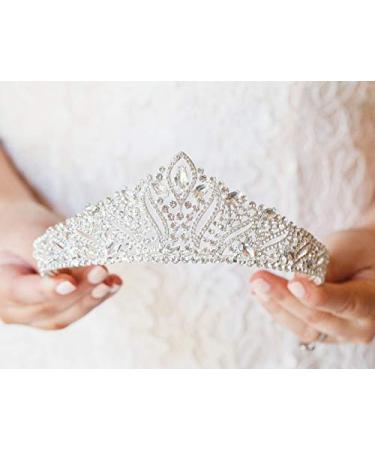 SWEETV Anastasia Tiaras and Crowns for Women  Wedding Tiara for Bride  Rhinestone Queen Crown  Silver Crystal Princess Headpieces for Prom Costume Party