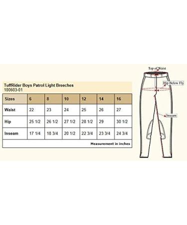 TuffRider Boys Patrol Light Knee Patch Breeches 10 - Light Tan - Top Quality Riding Breeches for Boys - Buy Online on SooperMarket.com