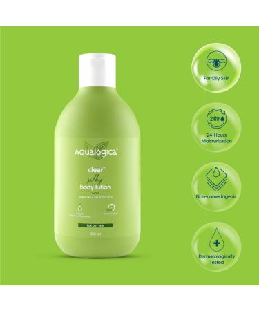 Clear+ Silky Body Lotion for Oily Skin | Green Tea & Salicylic Acid | 24-Hour Moisturization | Relieves Body Acne & Itching | 10.14 Fl Oz - Shop Internationally - Buy Online on SooperMarket.com