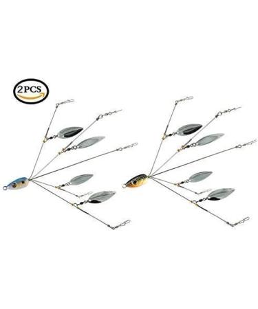 Alabama Umbrella Rig Fishing Kit - 5 Arms, Ultralight Willow Blade Lures, Blue/Gray Color - Buy Online on SooperMarket.com