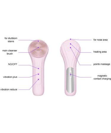 GYSURYB Electric Brush Heated Waterproof Pore Cleaner Silicone Belt Magnet Charger Cleansing Device Pink Easy Install Easy to Use - Buy Online on SooperMarket.com