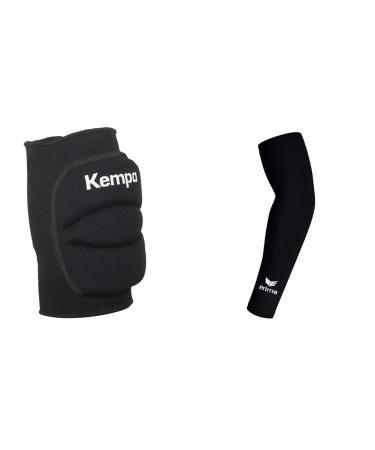 Kempa Kids Knee Indoor Protector Padded Black XS Bundle with Armsleeve Black S