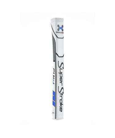 SuperStroke Traxion Claw Golf Putter Grip | Advanced Surface Texture That Improves Feedback and Tack | Minimize Grip Pressure with a Unique Parallel Design | Tech-Port Claw 2.0 White/Blue