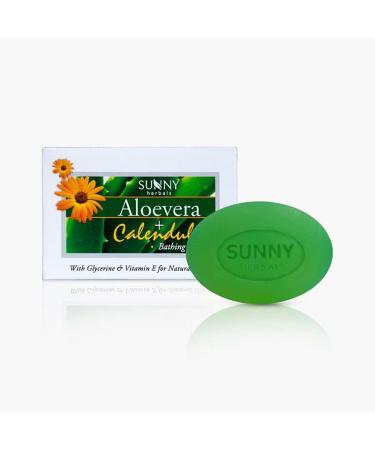 (Pack of 3) Bakson Sunny Herbals Aloevera + Calendula Bathing Bar (75gm Each) - Healing and Soothing Skin Care by Venus.Exports - Buy Online on SooperMarket.com