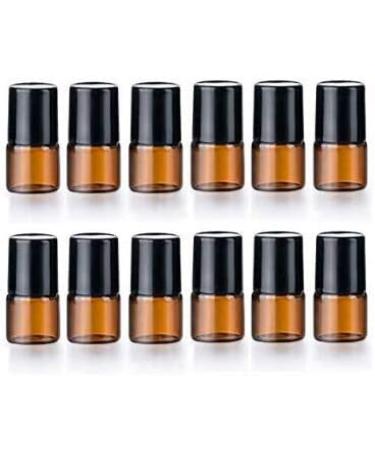 Mini Amber Glass Bottles - 12pcs 3ml Portable Containers for Cosmetics & Travel | Perfect for Samples & Roll-On Use - Buy Online on SooperMarket.com
