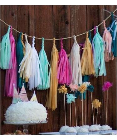 Binpeng 9.8in Blue Tissue Paper Tassel DIY Hanging Decorations - 20PCS 25cm Blue Garland for Party, Wedding, Baby Shower - Buy Online on SooperMarket.com