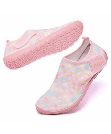 Racqua Boy's Girl's Kids Water Shoes Barefoot Swim Quick Dry Lightweight Sport Aqua Shoes(Little Kid/Big Kid) 1 Big Kid Hdk1602-mermaid