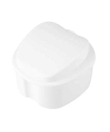 Denture Case Portable Storage Box for False Teeth (White)