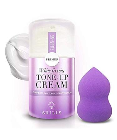 SHILLS Moisturizing Invisible Foundation Primer for Acne Prone Skin  Pore Eraser  Makeup Base  Tone Up Cream with Sponge Applicator