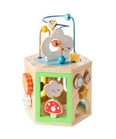 Howa Motoric Toys My Rainbow 6-page motor cubes made of wood with plug-in cubes sliding element motor loop rotating wood details motor cubes from 1 year baby toys 60101