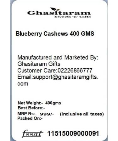 Ghasitaram Gifts Jaiccha Christmas Gifts Blueberry Cashews 400 gms Blueberry Blueberry Cashews 400 gms - Buy Online on SooperMarket.com