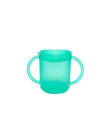 TalkTools Recessed Lid Cup with Handles - 2 Lids - Green | Therapy Cups | Helps Improve Lip Closure and Tongue Retraction | Alternative to Sippy Cup