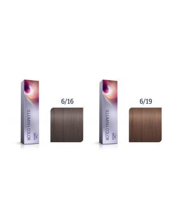 Wella Professionals Illumina Color 6/19 Dark Blonde/Ash Cendre 60ml & Wella Professionals Illumina Color 6/16 Medium Blonde/Ash Violet 60ml Medium Blonde/Ash Violet & Dark Blonde/Ash Cendre 120 ml (1 Pack)