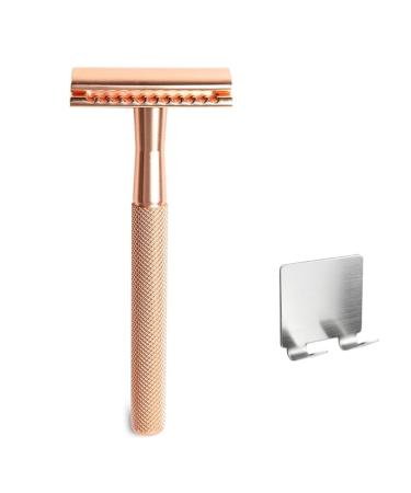 Oueyfer safety razor Double -sided head made of zinclegation and metal handle Bart hair removal razor rose gold razor with bracket