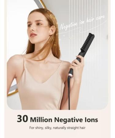 ANGENIL Travel Hair Straightener Brush Nano Ceramic Titanium 4 Heat Settings Dual Voltage for Black Hair & Beards Frizz-Free Finish Auto Shut-off - Buy Online on SooperMarket.com