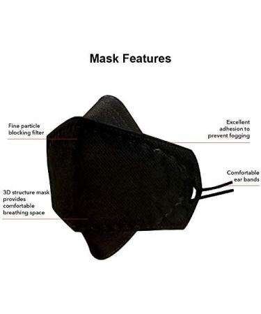 Kids Black KF94 Certified 4-Layer Face Mask (Pack of 10) - Adjustable Strap, Ages 4-10, Made in Korea - Respirators for Children - Buy Online on SooperMarket.com