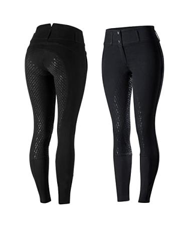 HORZE Daniela Silicone Grip Full Seat Breeches | High Waist Equestrian Riding Pants Black 34