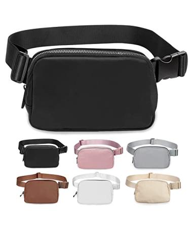 Belt Bag for Women Fanny Pack Dupes Bomvabe Fashion Crossbody Lulu Waist Pack Lemen Bag with Adjustable Strap Everywhere Belt Bag for Travel Outdoors Running Hiking Black
