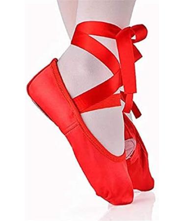 WENDYWU Girls Ballet Dance Shoes Purple Flat Slipper with Ribbon - Size 3 Big Kid (Red) - Buy Online on SooperMarket.com