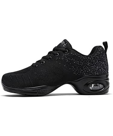 Buy Jazz Shoes for Women - Lace Up Dance Sneakers with Split Sole & Air Cushion - Modern Platform Shoes - Size 37 EU - Black - Buy Online on SooperMarket.com