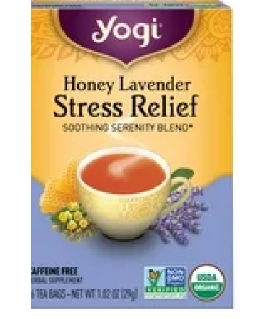 Yogi Tea - Honey Lavender Stress Relief (6 Pack) - Soothing Serenity Blend with Lavender, Chamomile, and Peppermint - Caffeine Free - 96 Organic Herbal Tea Bags