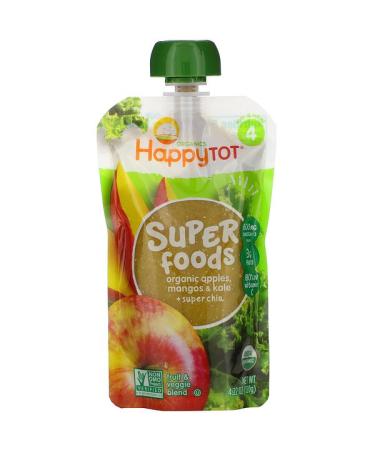 Happy Family Organics Happy Tot Stage 4 Super Foods Organic Apples Mangos & Kale + Super Chia 4.22 oz (120 g)
