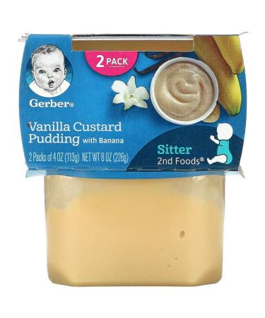 Gerber Vanilla Custard Pudding with Banana 2nd Foods 2 Pack 4 oz (113 g) Each
