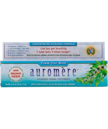 Auromere Ayurvedic Herbal Toothpaste Foam-Free  Mint 4.16 oz (117 g)