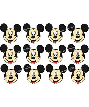 12 X Edible Mickey Mouse Faces Uncut Icing Cake Cupcake Topper