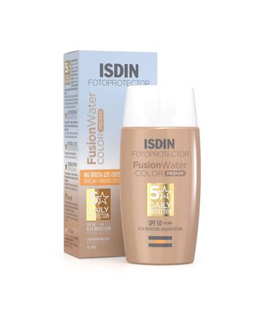 ISDIN Fusion Water Color SPF 50 (Medium) 50ml Tinted daily facial sun cream Ultra-light texture