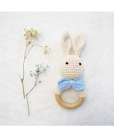 Buy Organic Baby Wooden Teether Crochet Bunny Rattle Pacifier Bracelet - Ideal for Teething Toddlers | International Shipping Available - Buy Online on SooperMarket.com