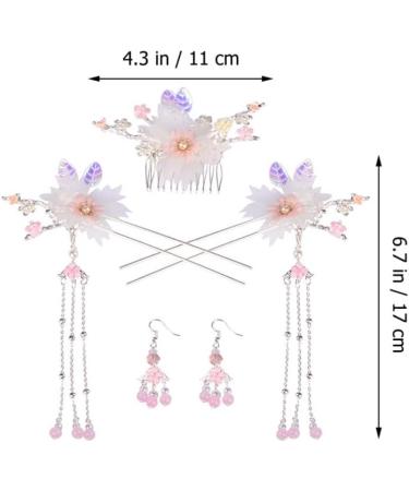 OSALADI 1 Set Hairpin Earring Set Flower Tassel Hairpins Dangle Earrings Flower Pearl Side Comb Dangle Rhinestone Earrings Floral Headpiece Flower Tassel Hair Fork Sweet China Miss Alloy - Buy Online on SooperMarket.com