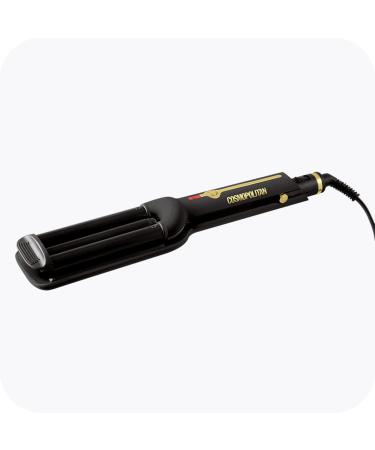 Cosmopolitan Hair Waver Curling Wand 3 Barrel Hair Waver for Long Hair Beach Waver Hair Curler Triple Barrel Beachwaver Mermaid Hair Styler for Home or Travel Frizz Reducing Black & Gold