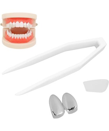 Fake Gold Teeth Grills For Your Teeth Plating Teeth Brace Fashionable Metal Teeth Decoration Jewelry For Halloween Party (Silver) - Buy Online on SooperMarket.com