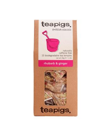 teapigs Rhubarb and Ginger Tea Temples 15 Count (Pack of 1)
