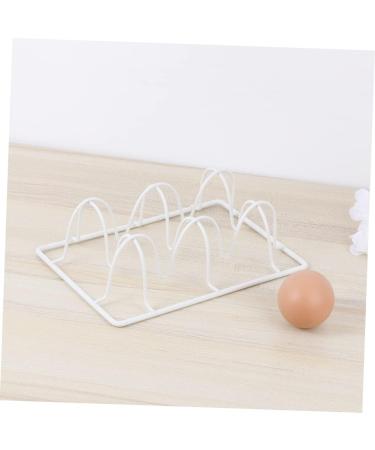 Mikikit 2pcs Refrigerator Egg Holder Egg Tray for Refrigerator Ornament Container Metal Iron Egg Stackable Whitex2pcs 12*8CMx2pcs - Buy Online on SooperMarket.com