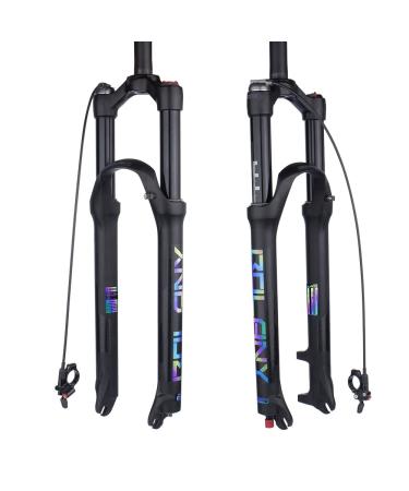 BOLANY 26/27.5/29 Mountain Bike Air Suspension Fork Shock Absorber Rebound Adjustment 1 1/8 Straight Tube QR 9mm Travel 100mm Manual/Remote Locking Fit Mountain/Road Bike Remote 27.5inch